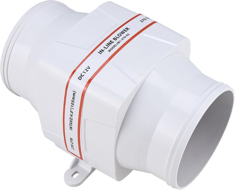 NovelBee Marine 12V Electric 4" in-Line Bilge Air Blower,270CFM Boat in-Line Blower with Six Blade Fan - Image 5